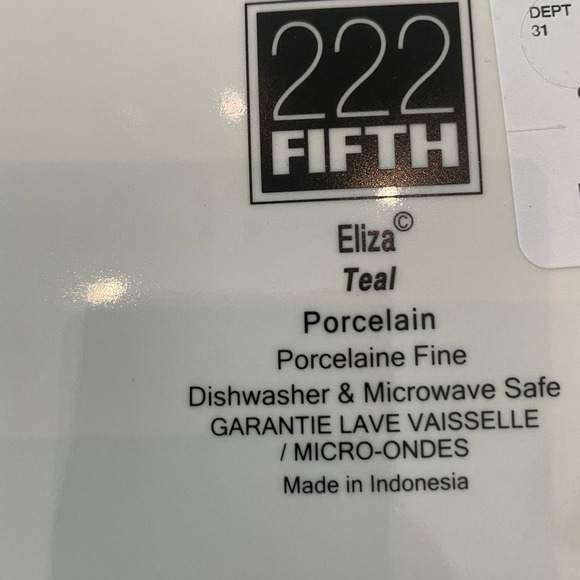 222 FIFTH Eliza Teal White Floral Fine Porcelain 11" Dinner Plates Set of 4 NEW - Picture 9 of 9